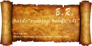 Balázsovics Renátó névjegykártya